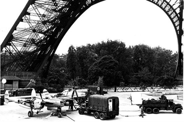 P-38 Displayed Under Eiffel Tower 1944